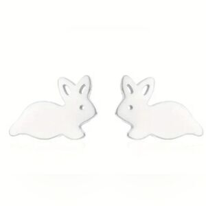 Bunny Rabbit Silver Tone Stud Earrings